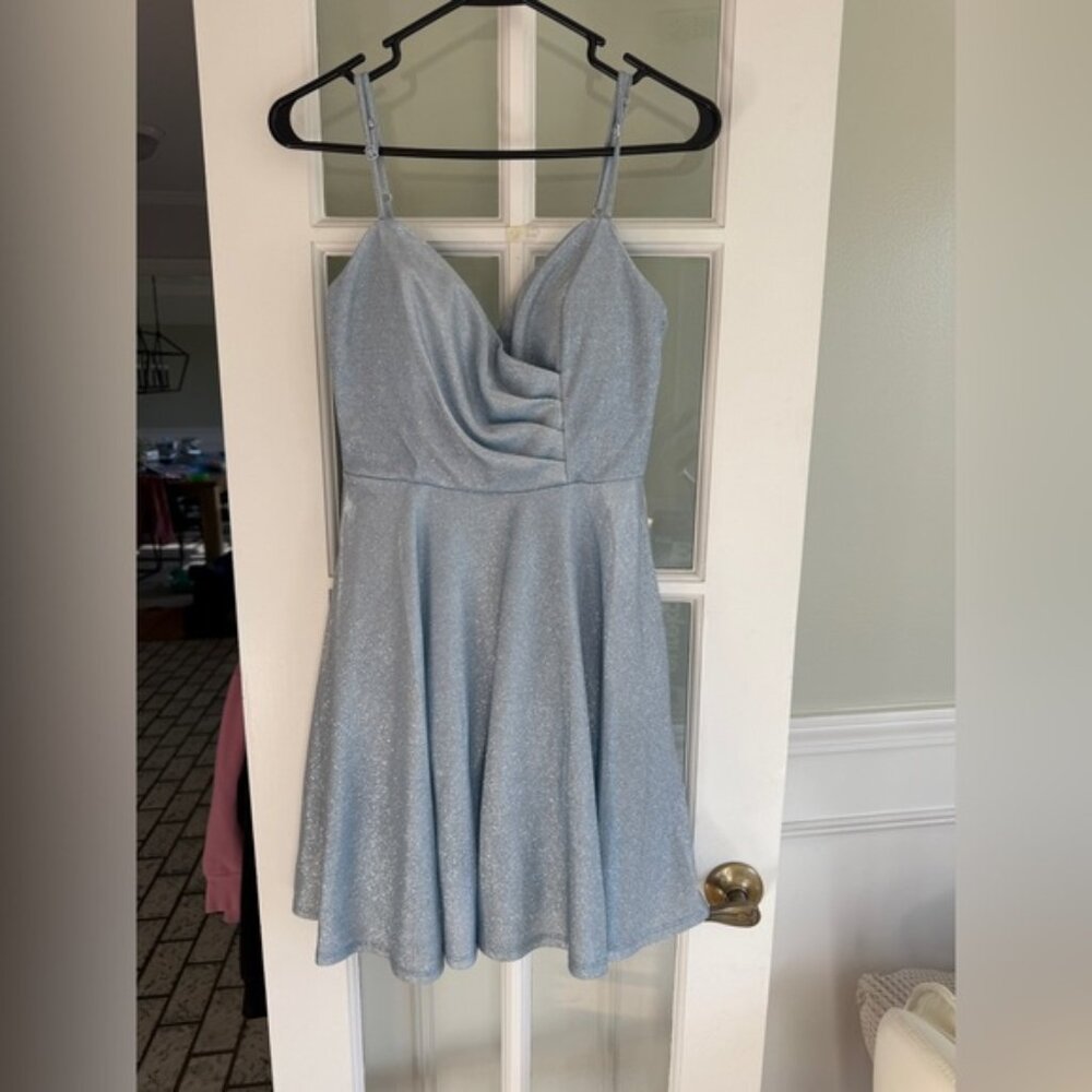 Trixi Sparkling Light Blue Spaghetti Strap Dress size Small